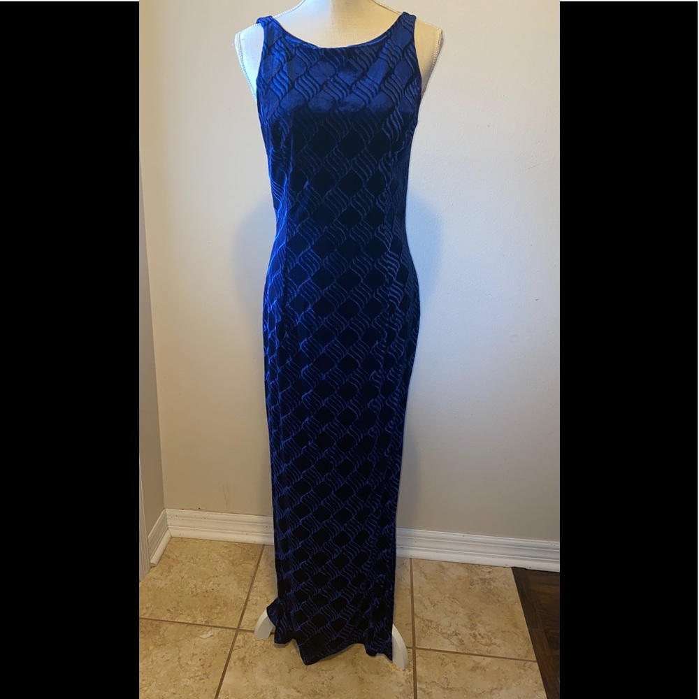 Big 90s Gunne Sax Textured Velvet Gown